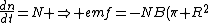 \frac{dn}{dt}=N \Rightarrow emf=-NB(\pi R^2).