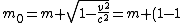 m_0=m \sqrt{1-\frac{v^2}{c^2}}=m (1-1)=m (0)=0