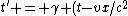 t' = \gamma (t-vx/c^2)